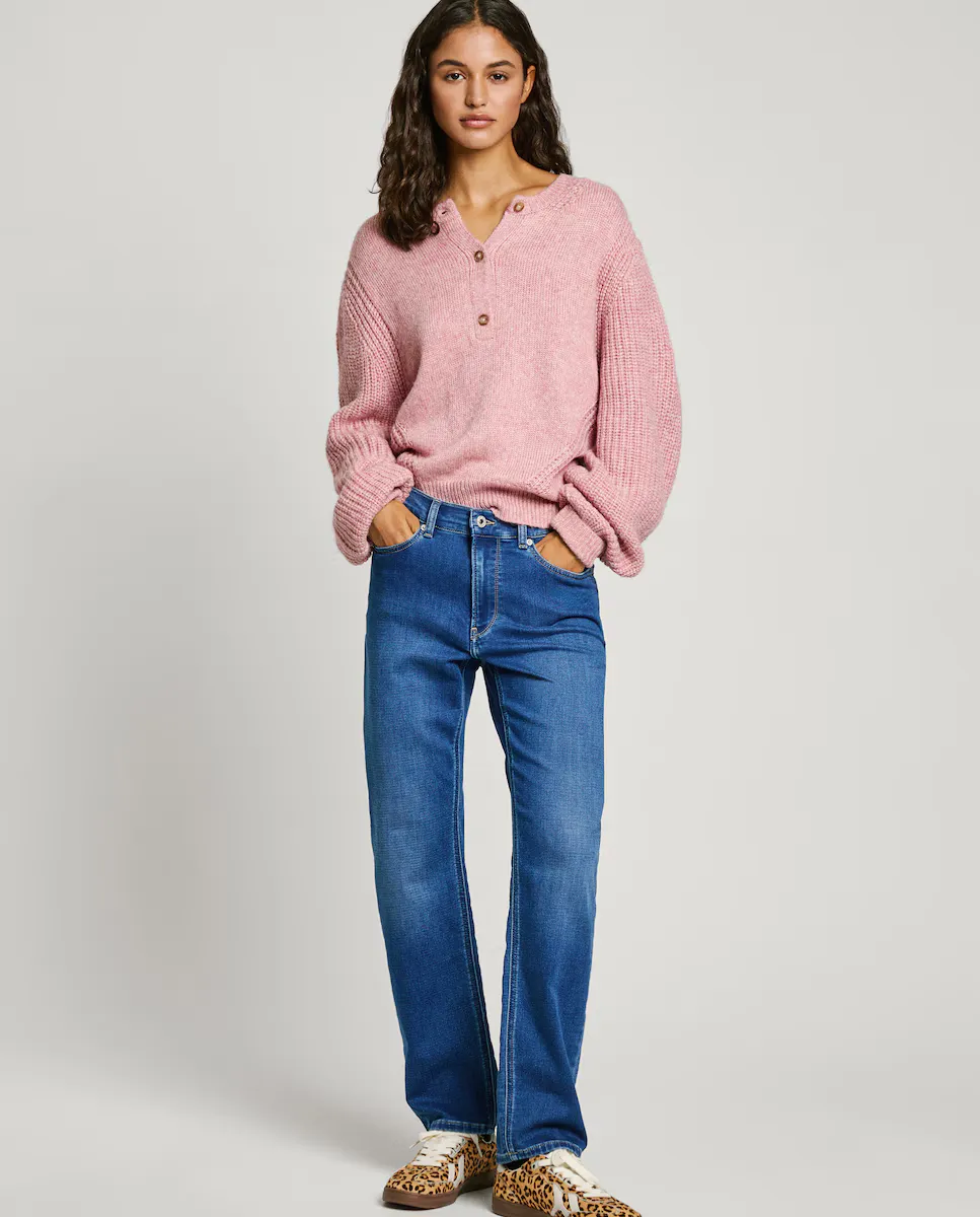 

Женские прямые джинсы с эффектом потертости средней посадки Pepe Jeans, синий