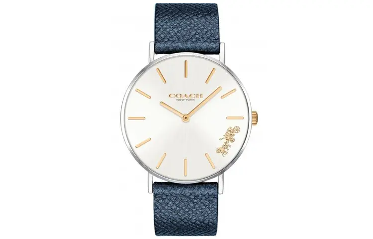 

COACH Женские часы на кварцевом механизме с кожаным ремешком, серебристый циферблат 36 мм