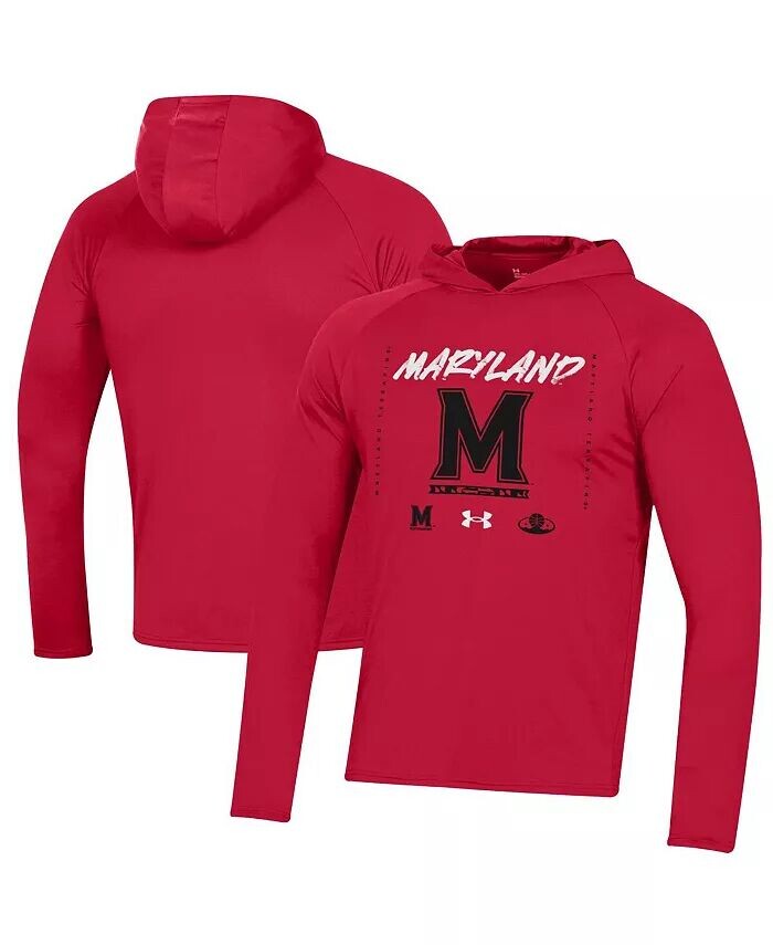 

Мужская красная футболка с капюшоном с длинным рукавом Maryland Terrapins On Court Shooting Under Armour