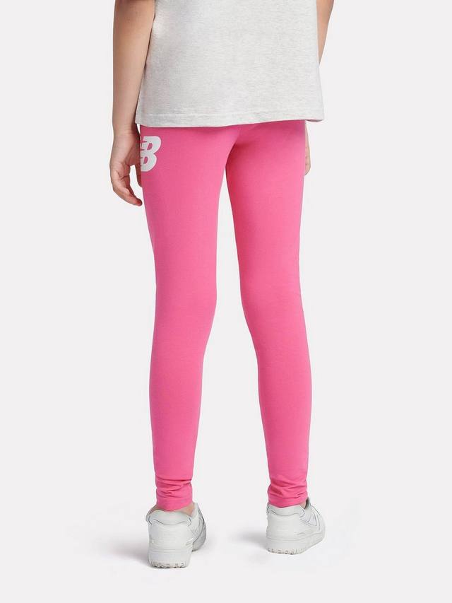 Детские лосины с эластичным поясом и логотипом New Balance, Pink — фото 3