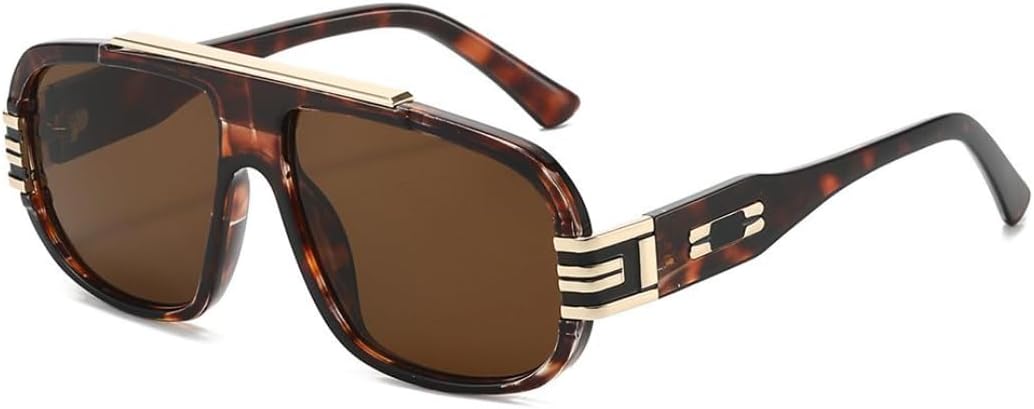 

Винтажные солнцезащитные очки для женщин, большая оправа, панк, солнцезащитные очки для мужчин, пляжные, дорожные, повседневные, защита от УФ-излучения UV400 TVTBBVV, Leopard Tea