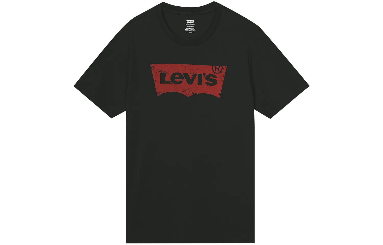 Levis Футболка мужская черная с круглым вырезом средней плотности — фото 3