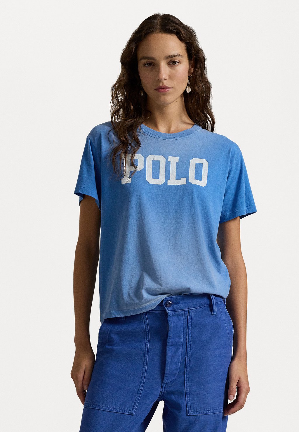 

Футболка с принтом LOGO COTTON JERSEY CREWNECK TEE Polo Ralph Lauren, синий