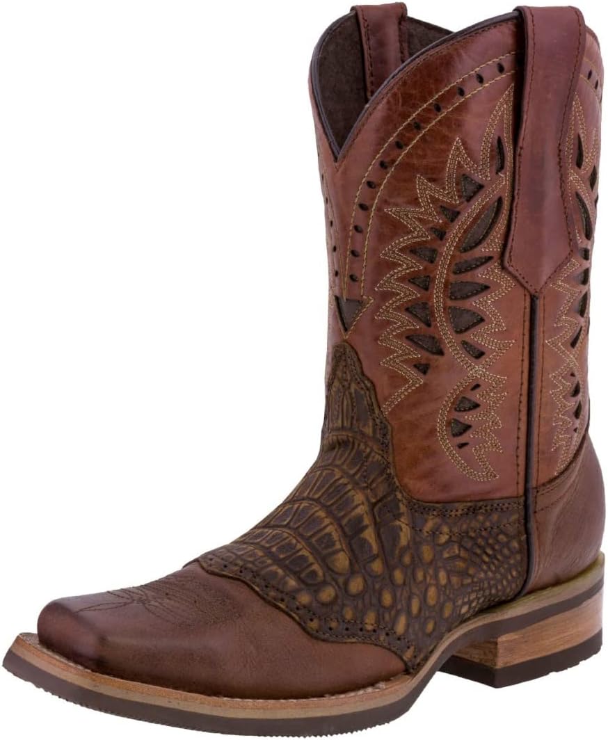 

Мужские ковбойские сапоги Texas Legacy Chedron Western из кожи с крокодиловым тиснением и квадратным носком