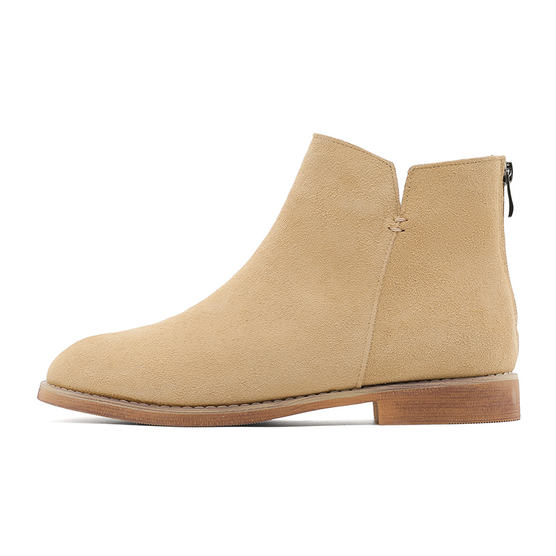 ZHENRAN Мужские бежевые замшевые ботинки с меховой подкладкой, цвет Beige Fleece-Lined — фото 3