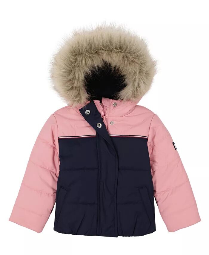 

Пуховик с цветными блоками для маленьких девочек Expedition Tommy Hilfiger, синий