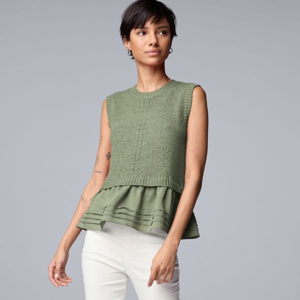 

Женский безрукавный свитер Simply Vera Vera Wang, цвет erika olive