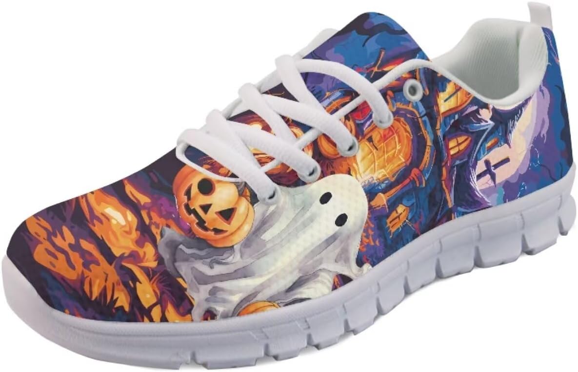 

Кроссовки Forchrinse Purple Nebula Blue Galaxy для мужчин и женщин, легкие спортивные кроссовки для бега и занятий в зале, Halloween Ghost Pumpkin