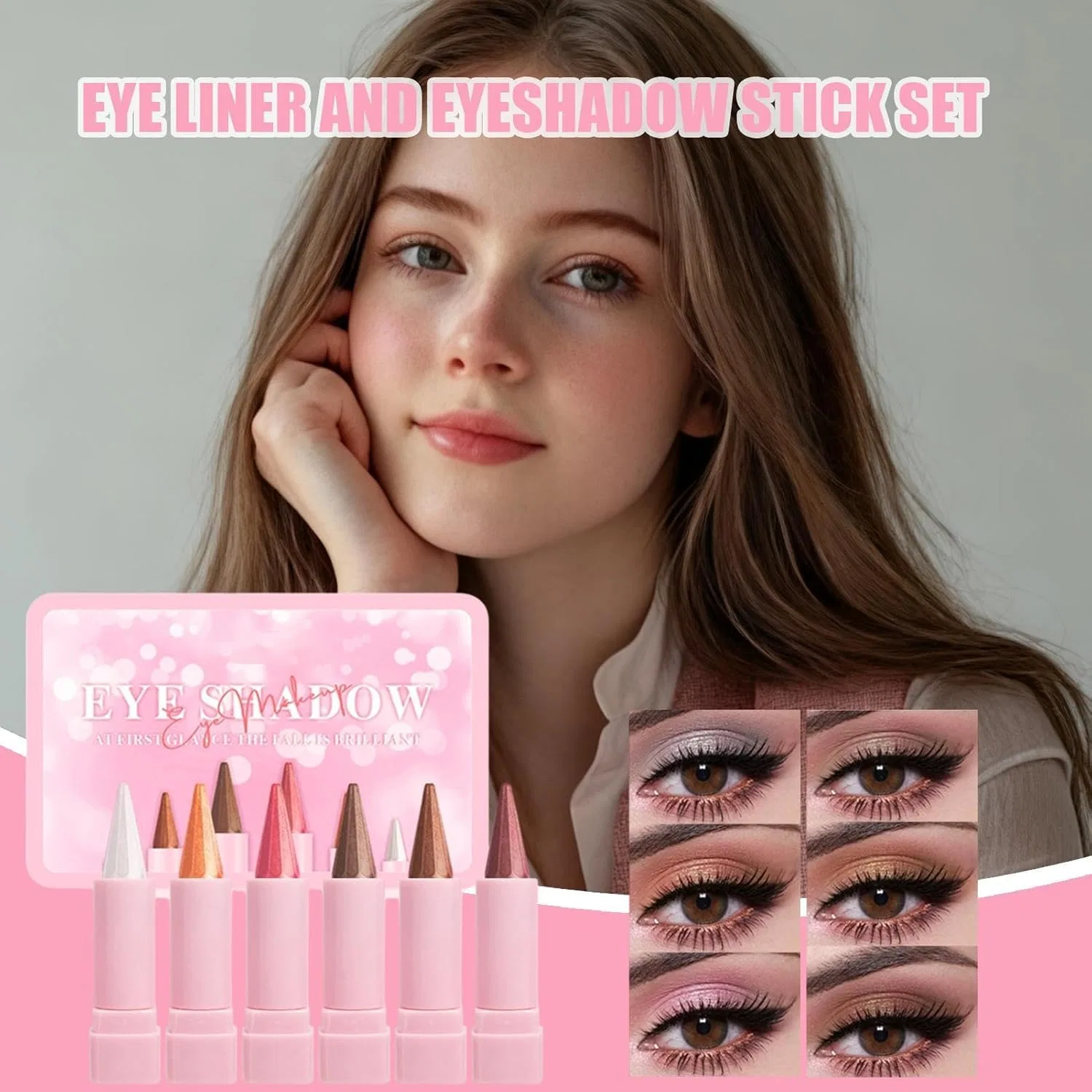 Подводка для глаз Glitter Eyeliner Generic, 6 шт, водонепроницаемая — фото 2