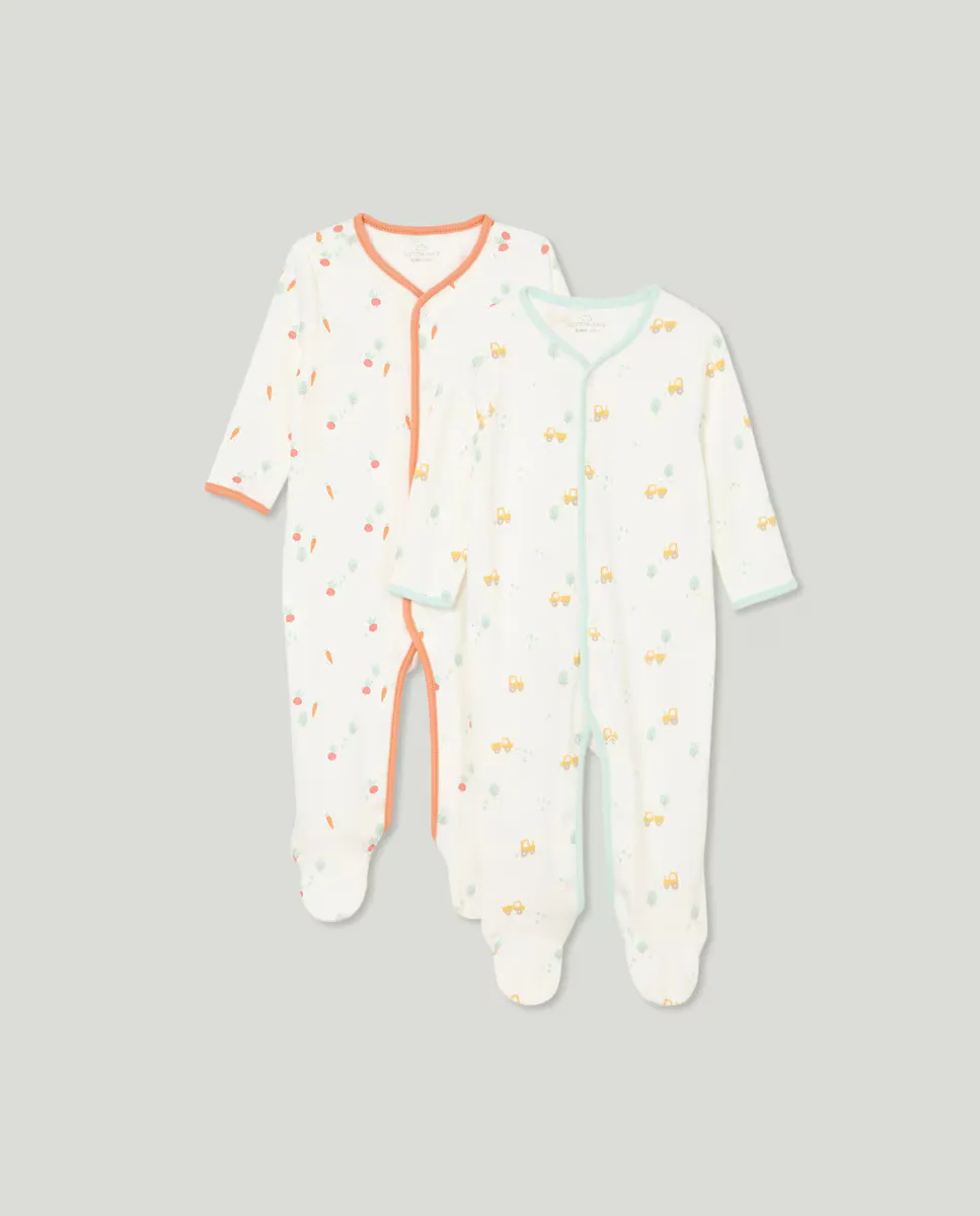 

Комплект из двух длинных комбинезонов Cotton Juice, белый