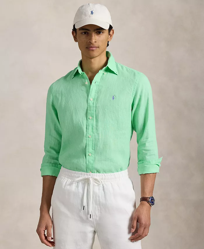 

Мужская классическая льняная рубашка Polo Ralph Lauren, синий