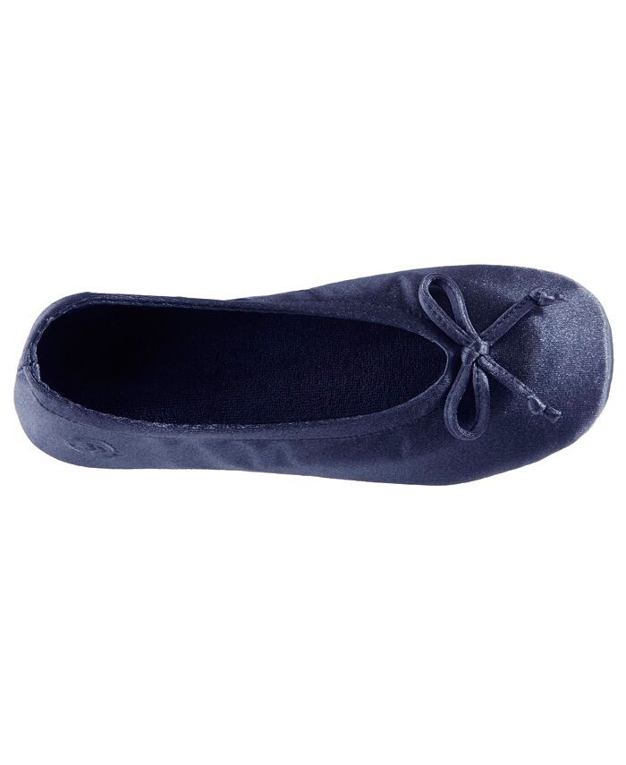Женские атласные балетки с бантом Isotoner Signature, цвет Navy Blue — фото 3