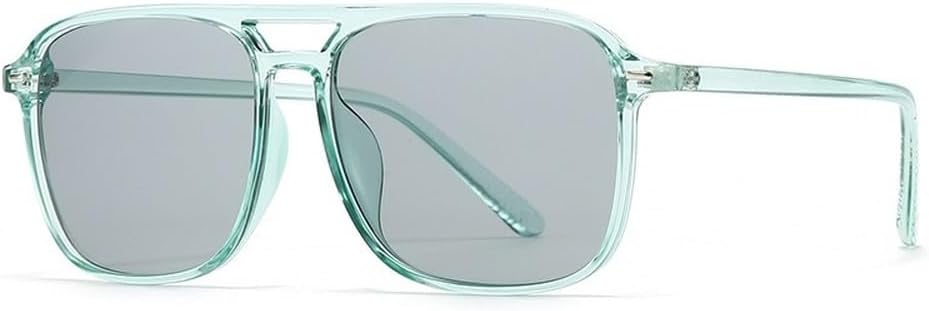 

Модные женские солнцезащитные очки с двойной перемычкой, квадратной формы, защита от УФ-излучения UV400, ретро-стиль, заклепки. Мужские солнцезащитные очки желто-зеленого цвета SKFGNX, Light Green Gray