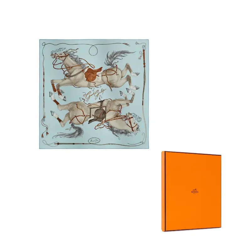 

HERMES Шелковый платок с ручным подрубом для женщин Blue/Gray