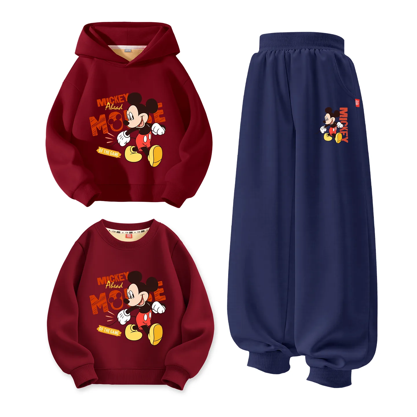 Disney Kids Tang Suits Crew Neck Thickness, [Thickened and Fleece-Lined]Di Dai Xiao Qi Burgundy+Di Dai Xiao Qi Navy Blue+Di Dai Xiao Qi Burgundy