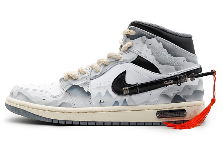

Кроссовки Air JORDAN 1 Vintage Basketball Shoes Men Mid-Top White Black