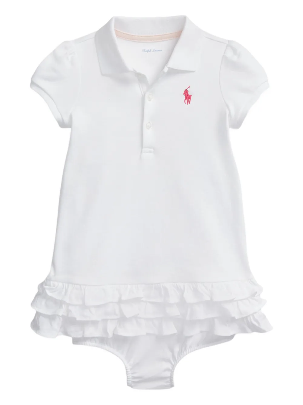 

Комплект из платья поло и блумеров с оборками POLO RALPH LAUREN KIDS, белый