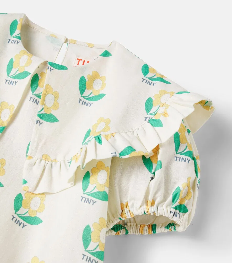 Платье из льна и хлопка с мелкими цветочками Tinycottons, мультиколор — фото 3