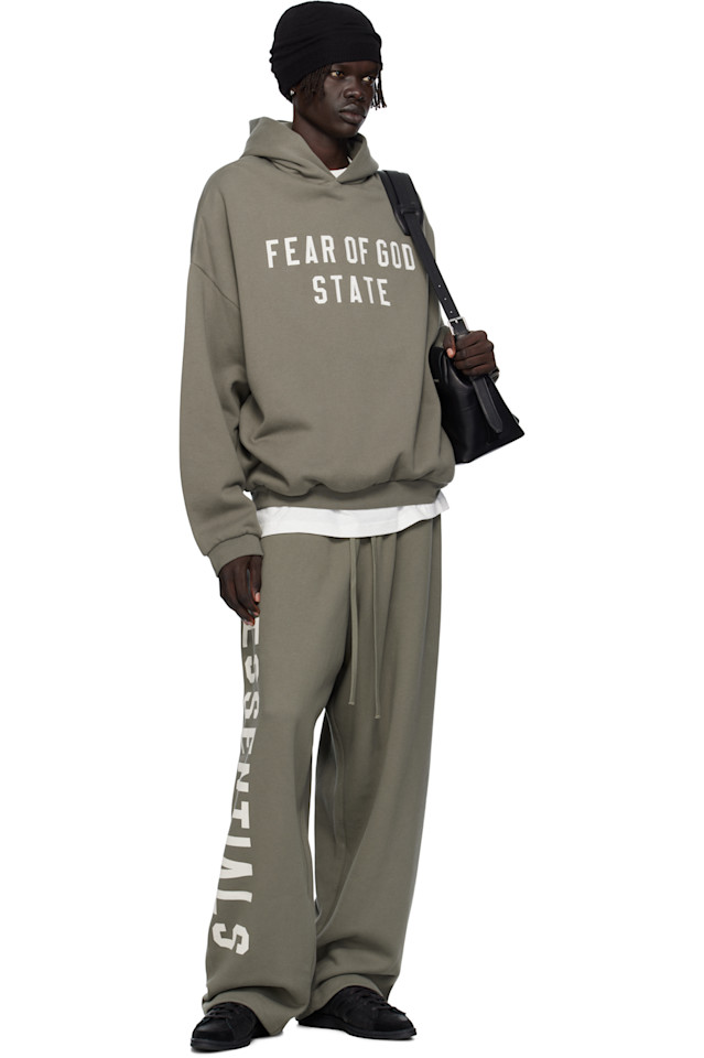 Fear Of God Essentials Серая флисовая толстовка в стиле 90-х — фото 4