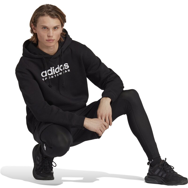 Толстовка с капюшоном, все размеры, флис, графика Adidas, черный — фото 4