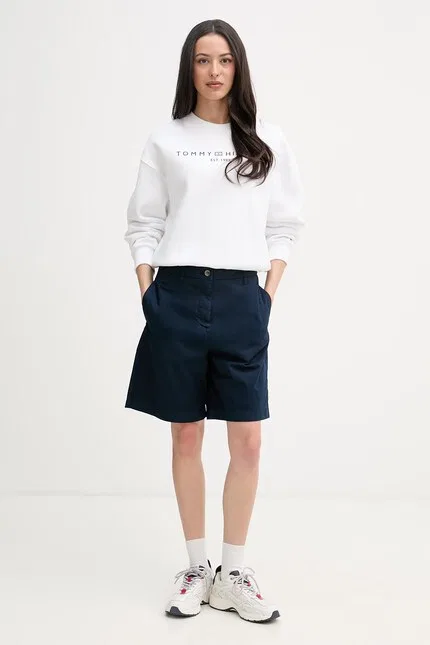 Худи без капюшона свободный крой Tommy Hilfiger, белый — фото 2