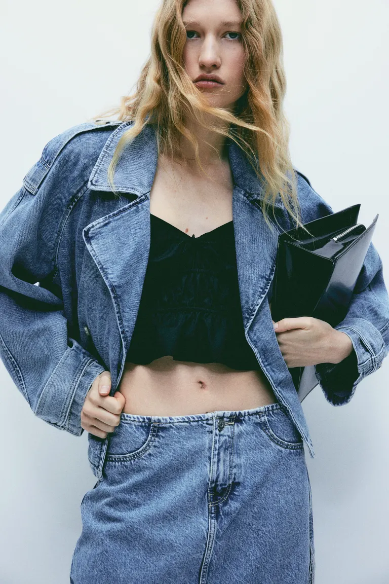 

Джинсовая юбка макси H&M, синий, Серый, Джинсовая юбка макси H&M, синий