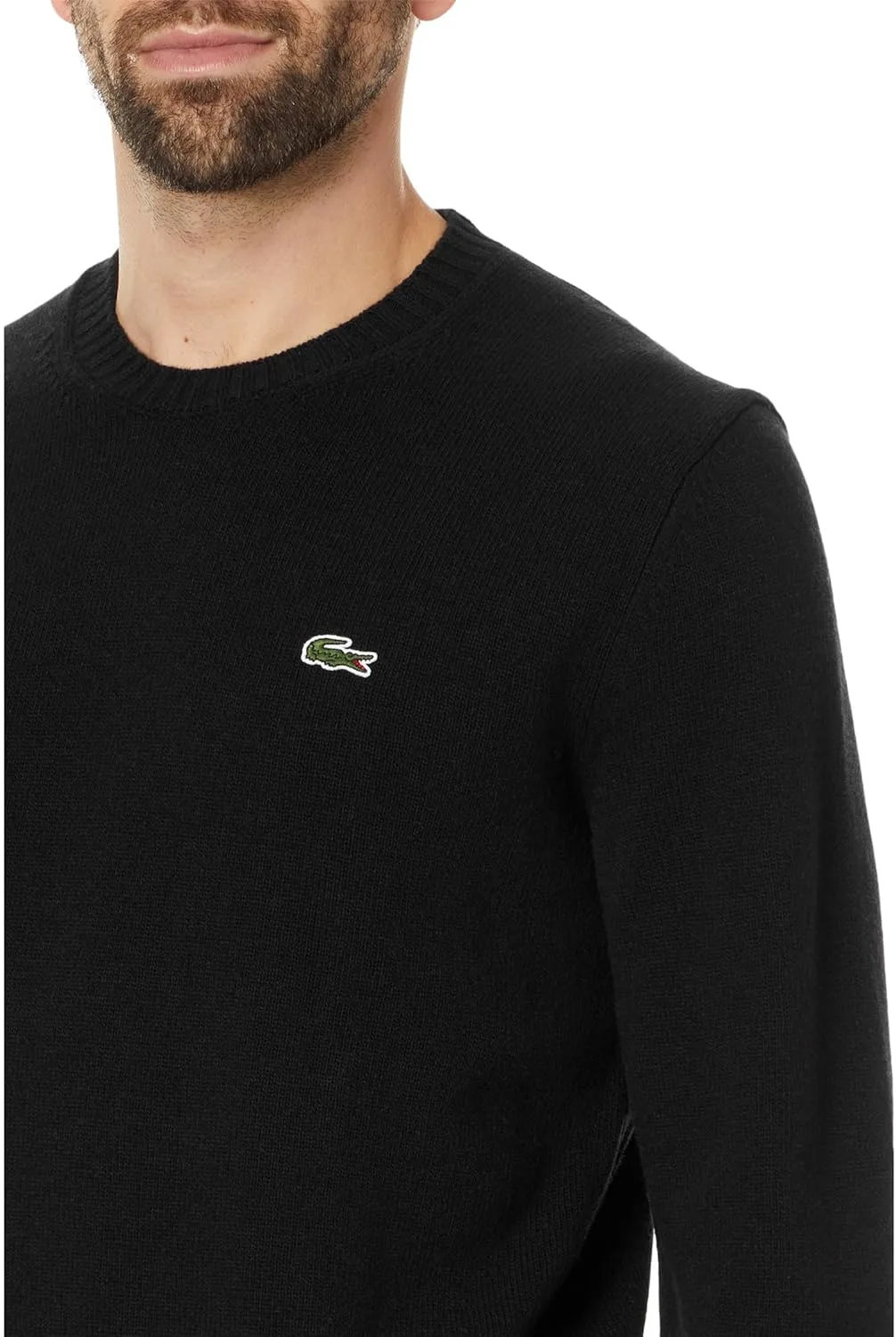 Свитер Lacoste Men's Carded Wool Crew Neck, черный — фото 3