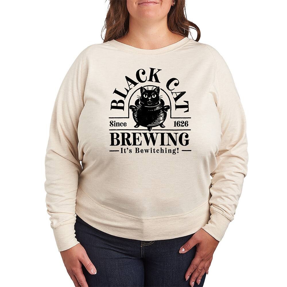 

Легкий свитшот из френч терри размера плюс Black Cat Brewing Licensed Character, бежевый