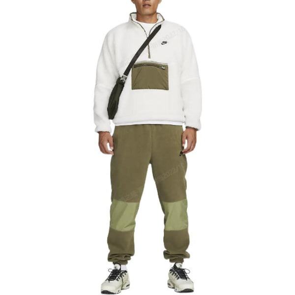 Толстовка Nike Club Winter half-zip fleece jacket 'White olive', белый — фото 2