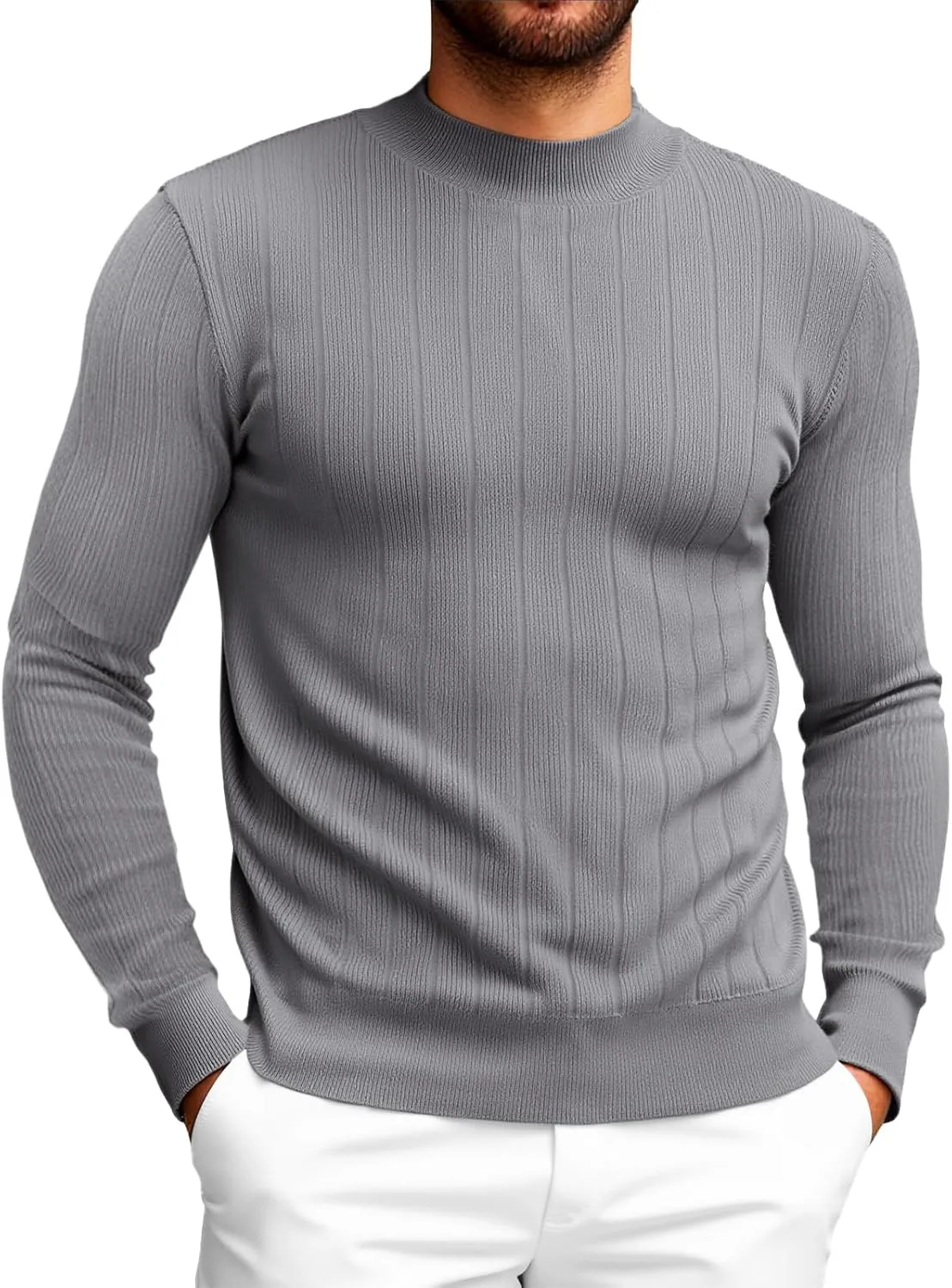 

Runcati мужской свитер с воротником-стойкой Slim Fit Casual