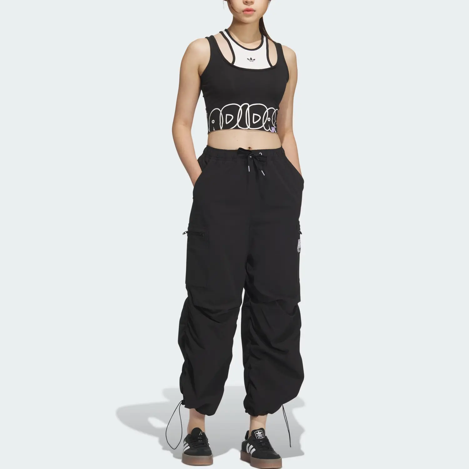 Топ-майка для спорта City Skate Adidas Originals, черный/розовый белый — фото 4