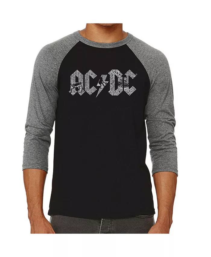 

Мужская футболка с регланным рукавом AC/DC Word Art LA Pop Art, серый