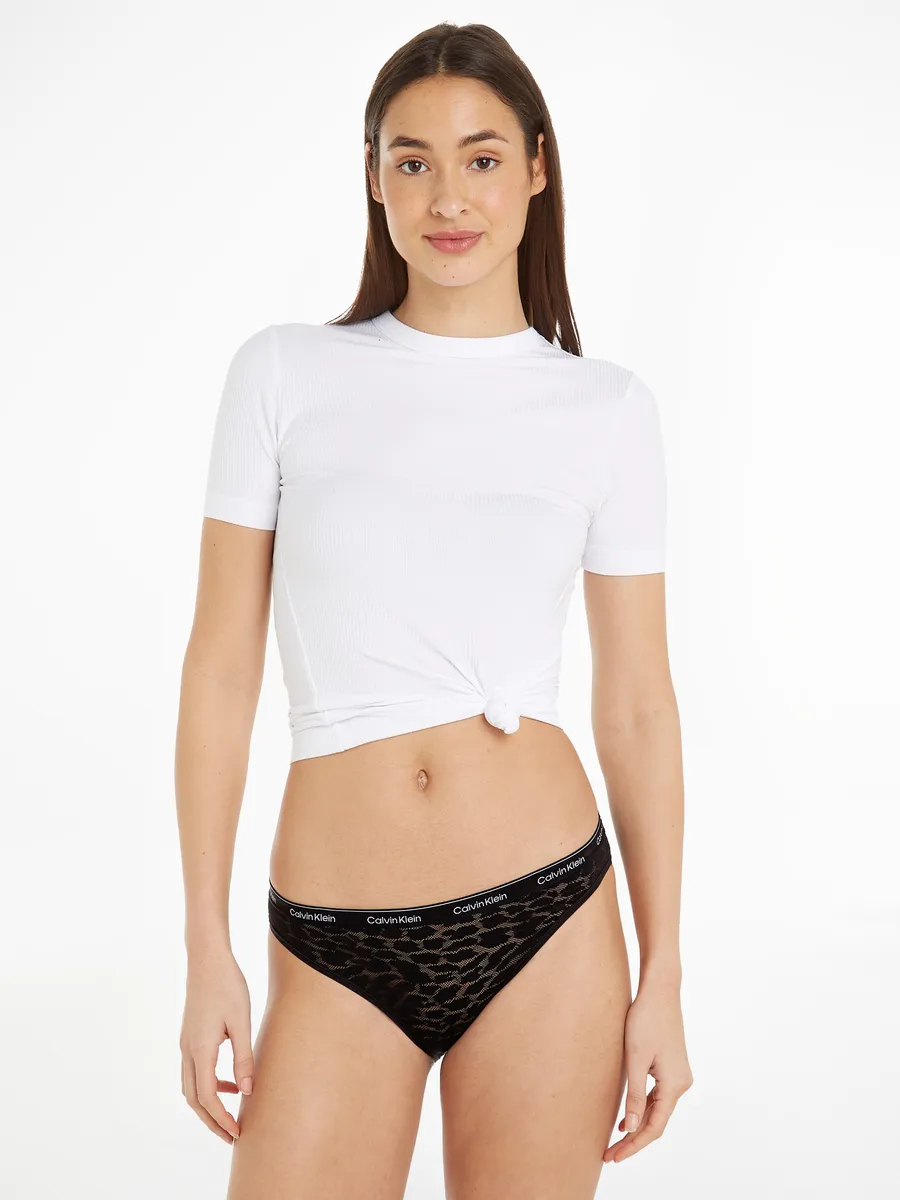 Трусики бикини Calvin Klein Underwear "3 PACK BIKINI (LOW-RISE)" (3 шт. в упаковке, 3 шт. в упаковке), с логотипом CK на поясе, черный — фото 2