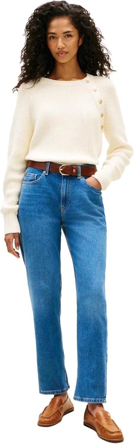 Tommy Hilfiger Женские классические прямые джинсы Mid Rise с эффектом стрейч, синий — фото 3