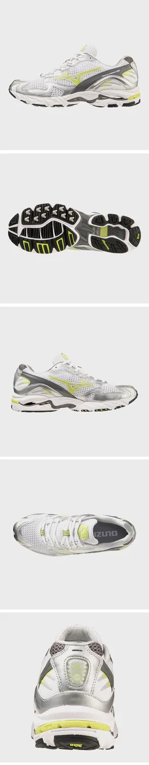 Унисекс беговые кроссовки Wave Rider 10 бело-лаймовые от Mizuno — фото 2