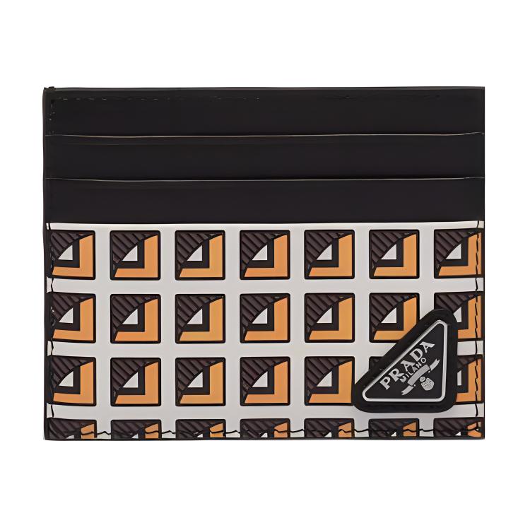 

Кожаный кардхолдер мужской желтый/белый/черный PRADA