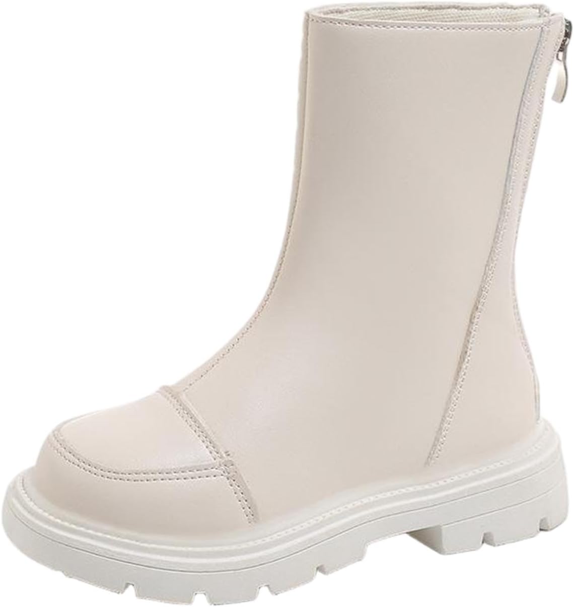 

Девочка Сапоги до середины икры для верховой езды Классические сзади на молнии Обувь из искусственной кожи Повседневная модная обувь Противоскользящие сапоги Generic, White