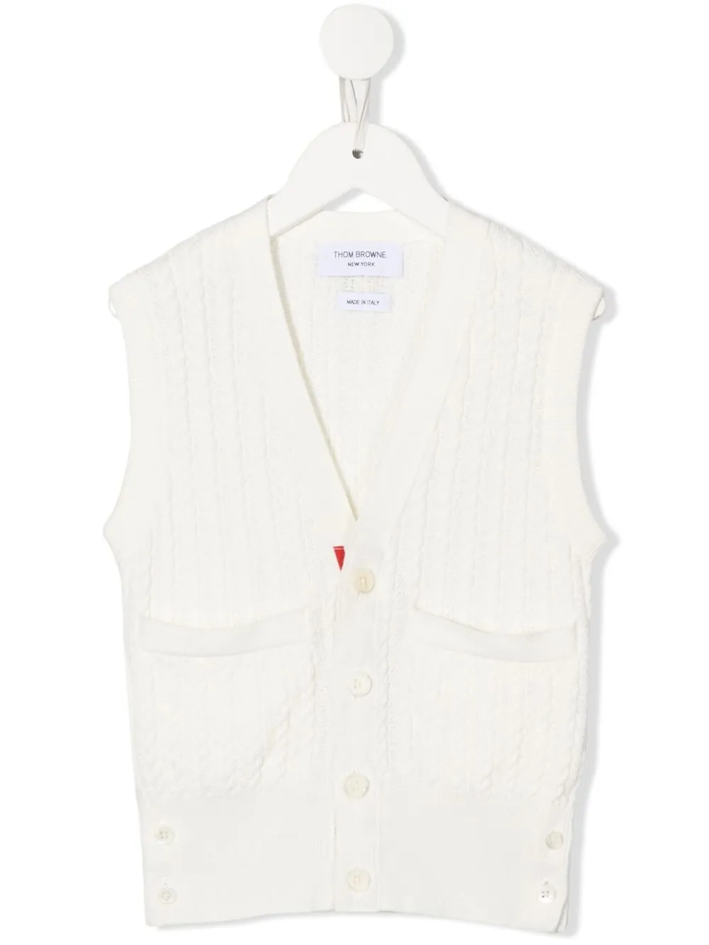 

Кардиган фактурной вязки без рукавов Thom Browne Kids, белый