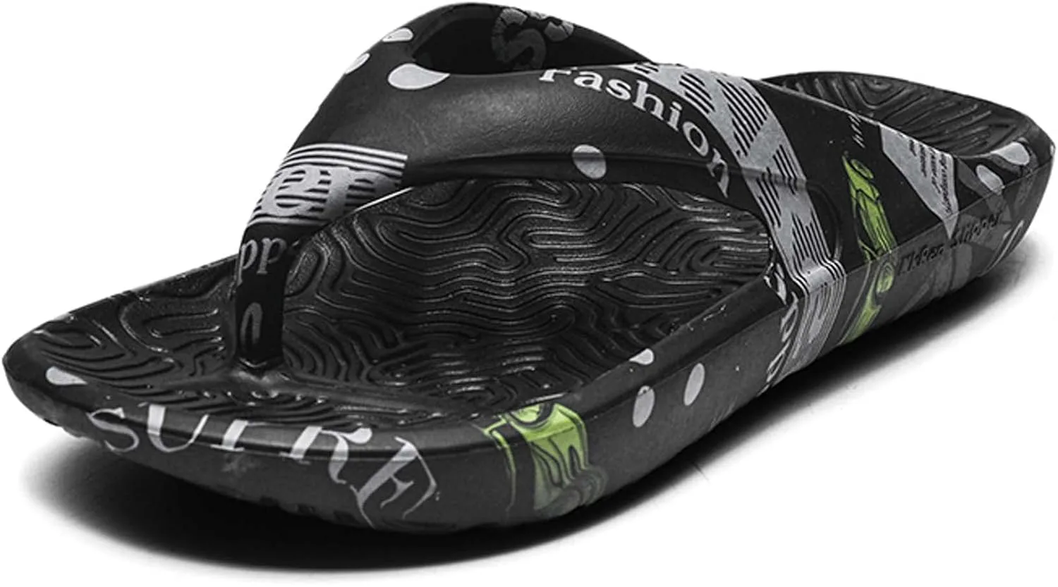 

Мужские тапочки в елочку Летние пляжные сандалии Дышащие удобные противоскользящие износостойкие с контрастной расцветкой на плоской подошве Generic, черный