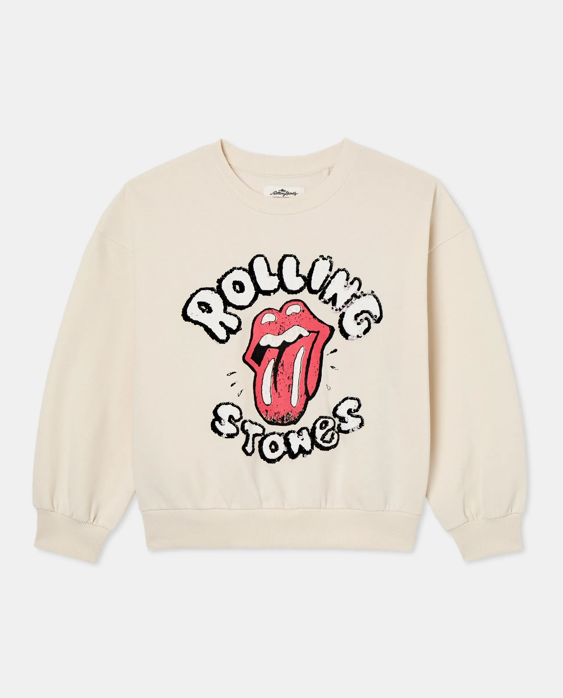 

Свитшот с круглым вырезом и принтом Rolling Stone, детский, с пайетками Kids El Corte Inglés, белый