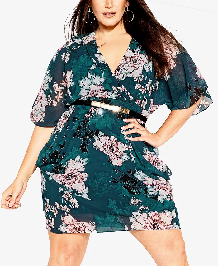 

Мини-платье больших размеров Jade Blossom CITY CHIC, мультиколор