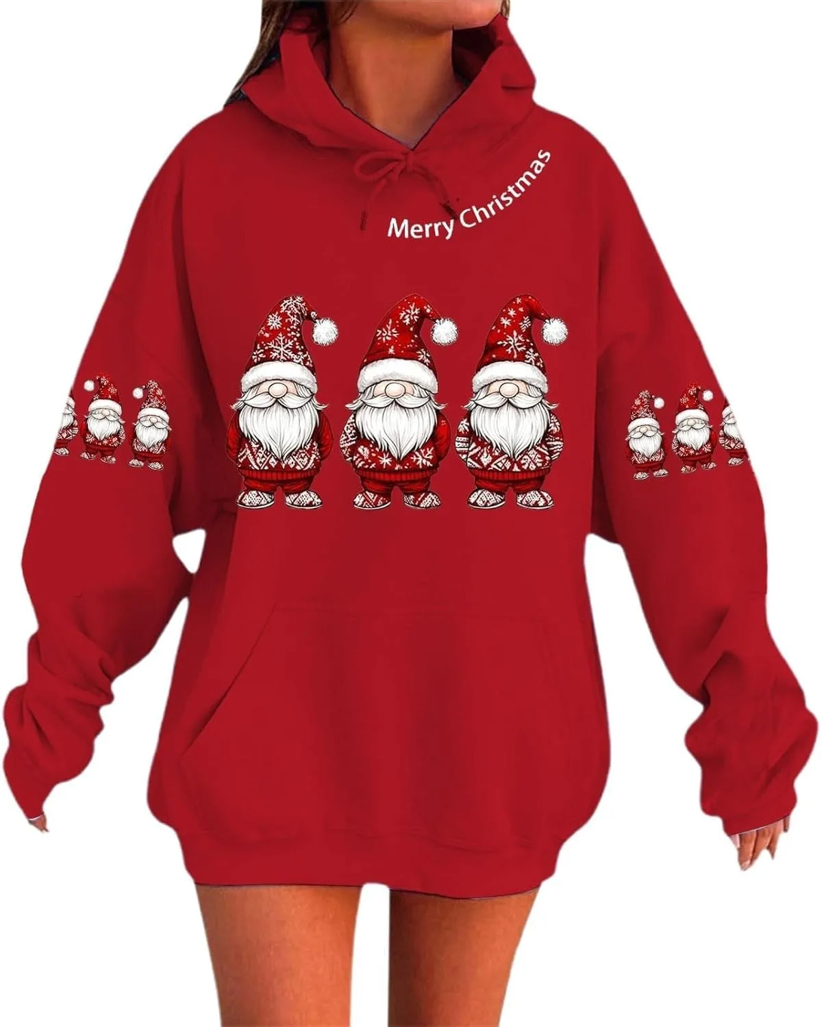 

Женский худи с новогодним принтом, Fleece, Long Sleeve, Red Wine Glass Print