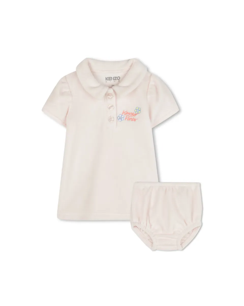 

Платье для девочки из 100% хлопка с трусиками в тон Kenzo Kids, натуральный