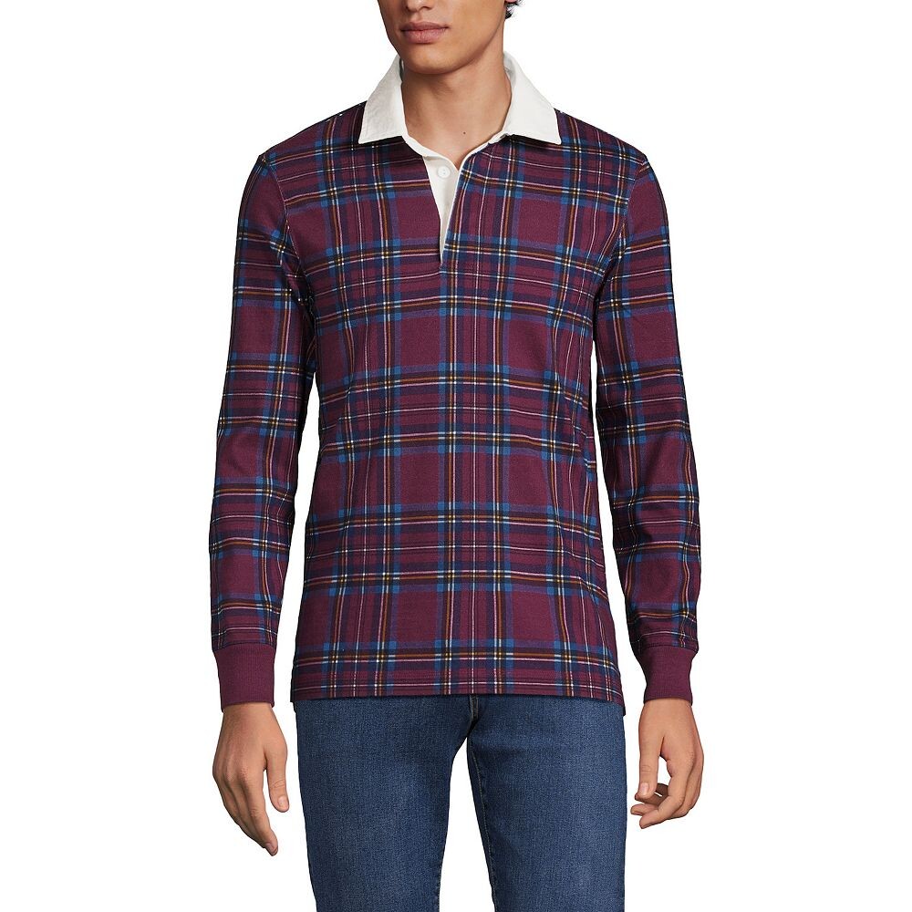 

Мужская рубашка для регби в полоску Lands End Lands' End, цвет Burgundy Blue Plaid