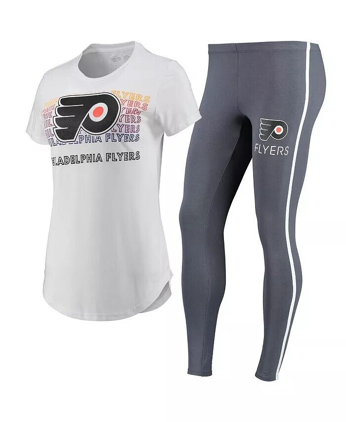 

Женский комплект из футболки и леггинсов Philadelphia Flyers Sonata белого и угольного цвета Concepts Sport