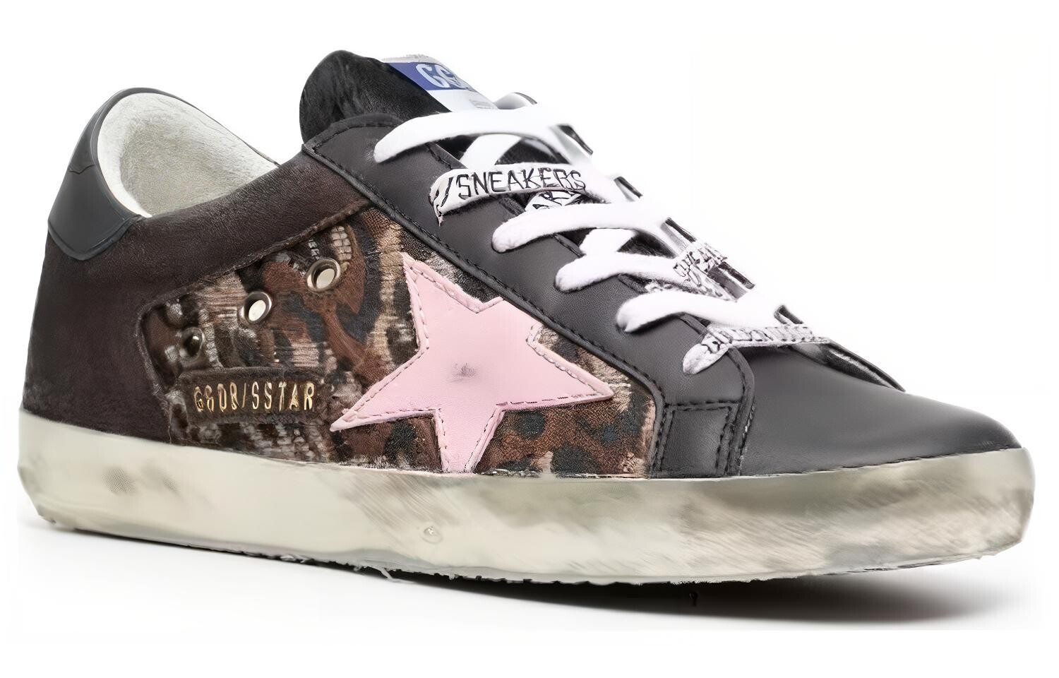 Кеды женские Golden Goose с леопардовым принтом, черный — фото 2