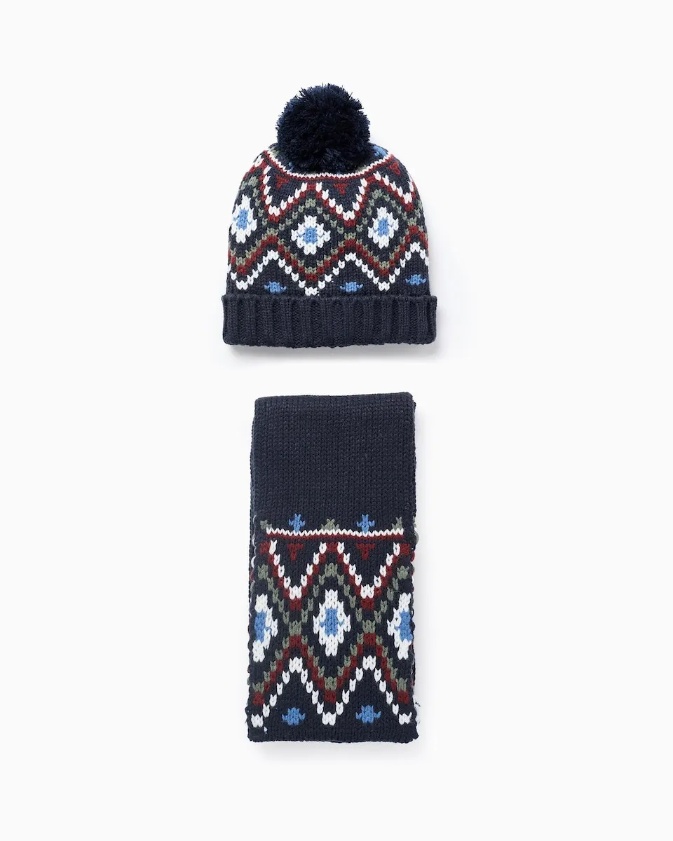 

Детская шапка с жаккардовым узором и вязаная Zippy, мультиколор