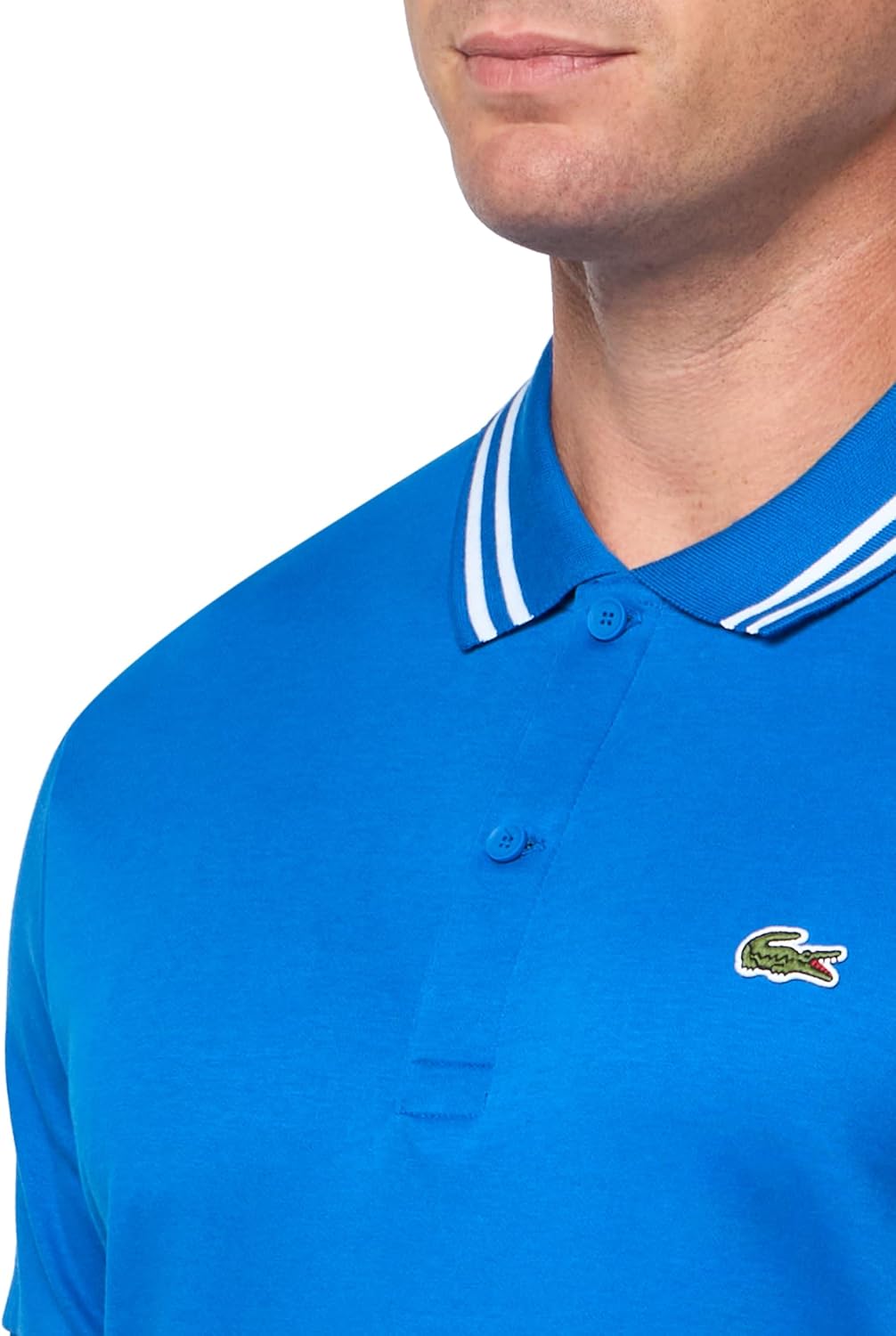 Lacoste мужская сезонная короткая рукавка обычного кроя поло с контрастным воротником, Gipsy Blue — фото 3