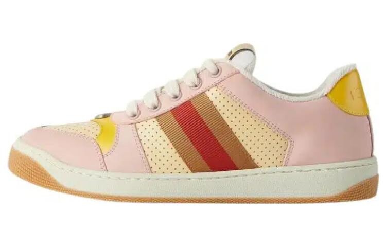 Кроссовки GUCCI Screener Skateboard Shoes Women's Low-Top Pink/Yellow/Brown