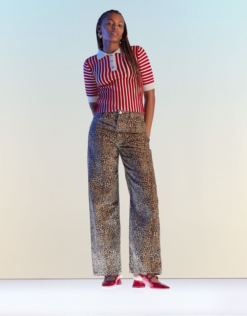 

Мешковатые джинсы-бойфренды с леопардовым принтом ASOS DESIGN